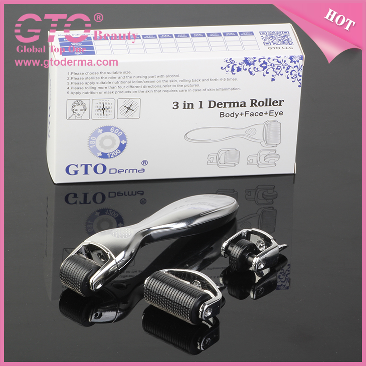 GTO 3 IN 1 Body Face Eye Derma Roller CE, GTO 3 IN 1 Silver