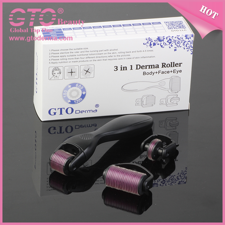 GTO 3 IN 1 Body Face Eye Derma Roller CE, GTO 3 IN 1 Black handle